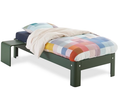 Auping Auronde 1500 eenpersoons,aanhaaktafel 90x200,210,220,groen, gebeitst ,spiraal,matras inizio, tienerbed,design